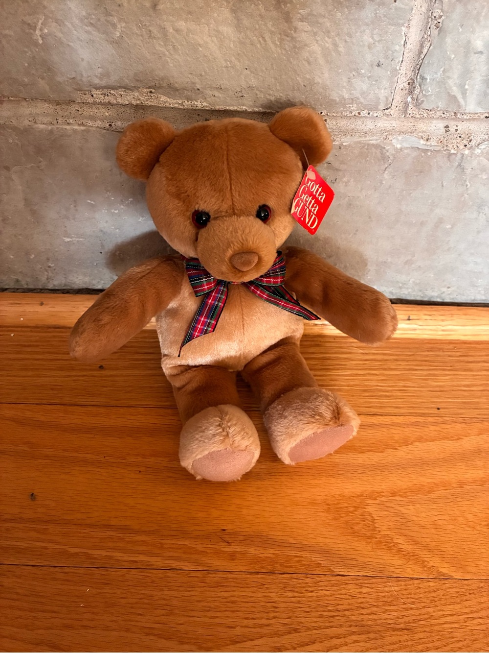 Gund Brown Teddy Bear with Plaid Bow